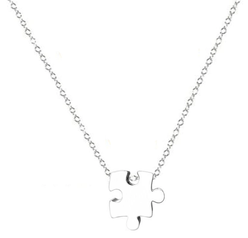 Levně Ocelový řetízek s přívěskem puzzle z chirurgické oceli 316L