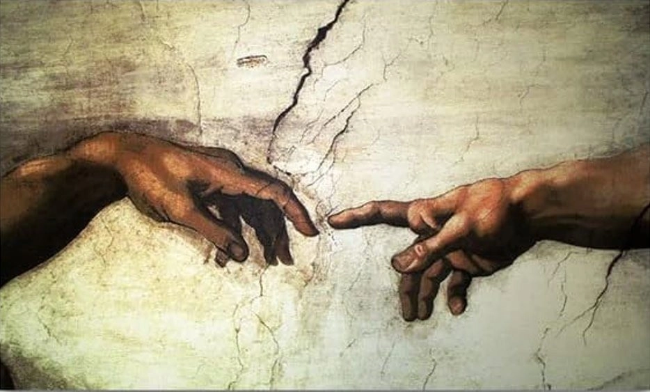 Diamantové malování Stvoření Adama – detail 30 × 40 cm