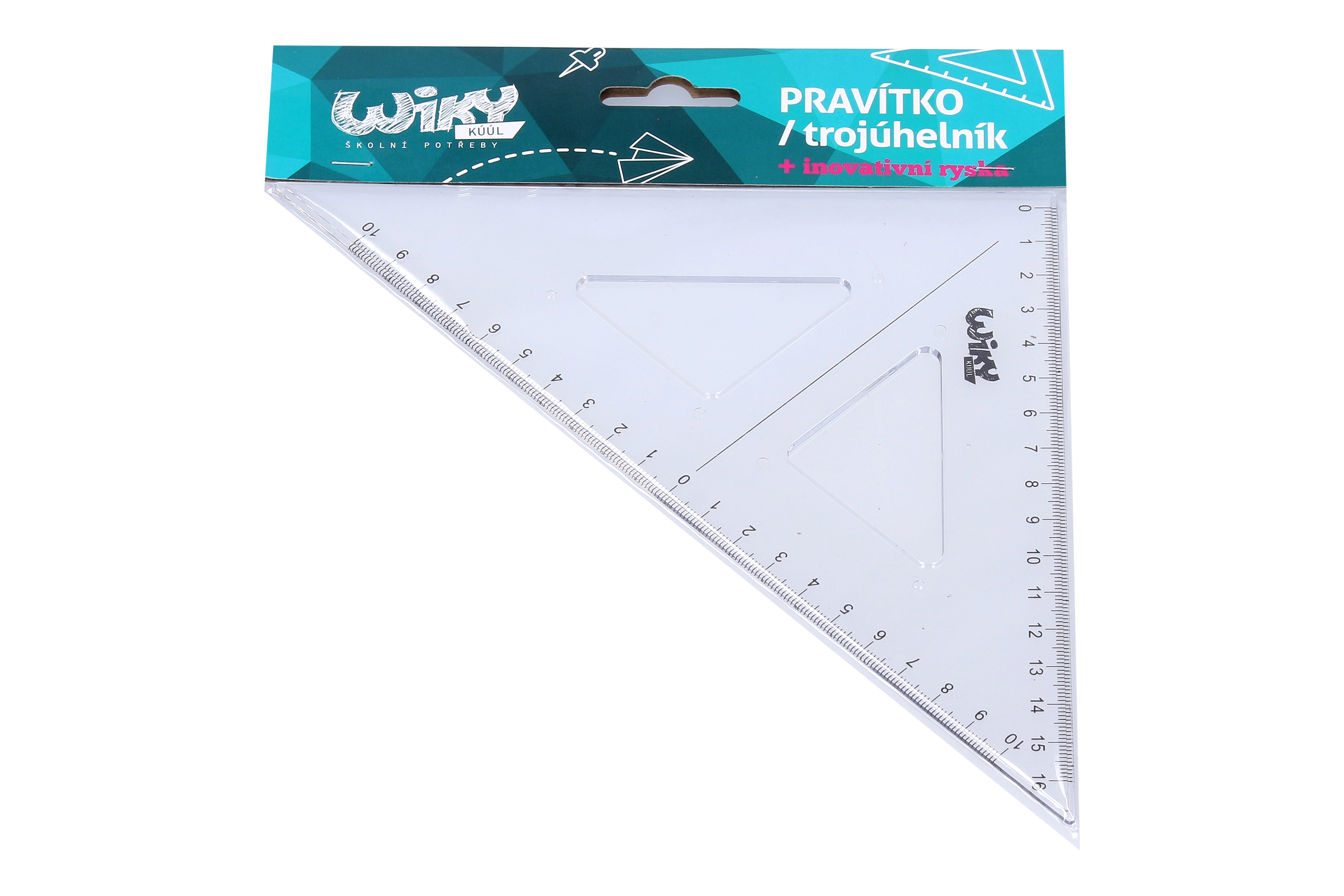 Levně Průhledný trojúhelníkový pravítko s inovativní ryskou