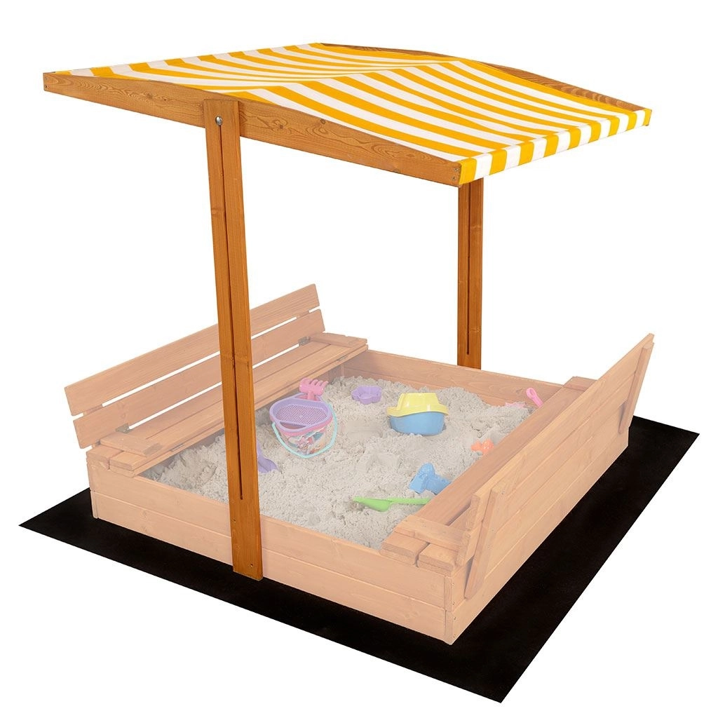 Strieška pre detské drevené pieskovisko 120 × 120 cm žlto‑biela