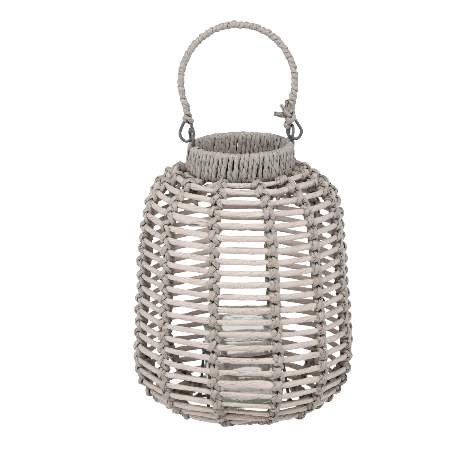 Pletený lampion 22 × 27 cm šedý