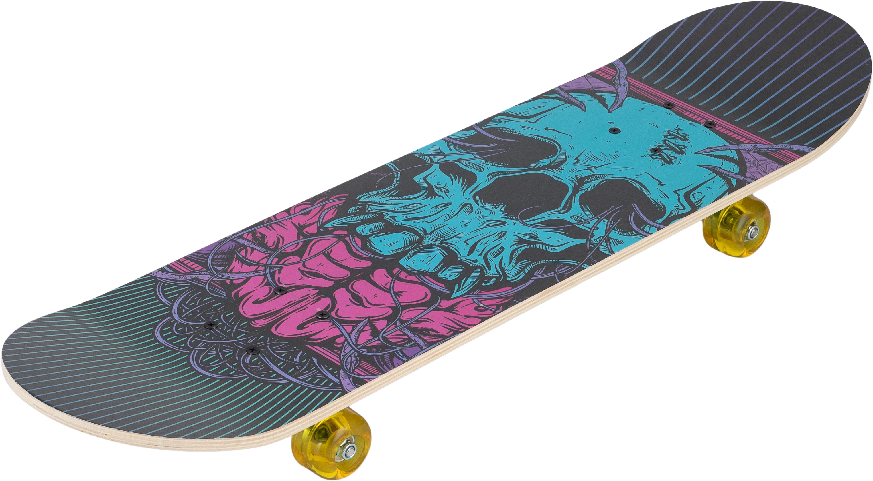 Levně Sparkys skateboard skull 31" tyrkysový s lebkou