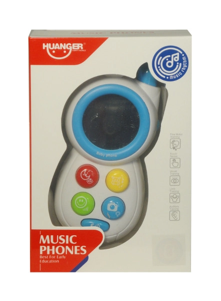Barevný dětský telefon s melodiemi a zrcátkem
