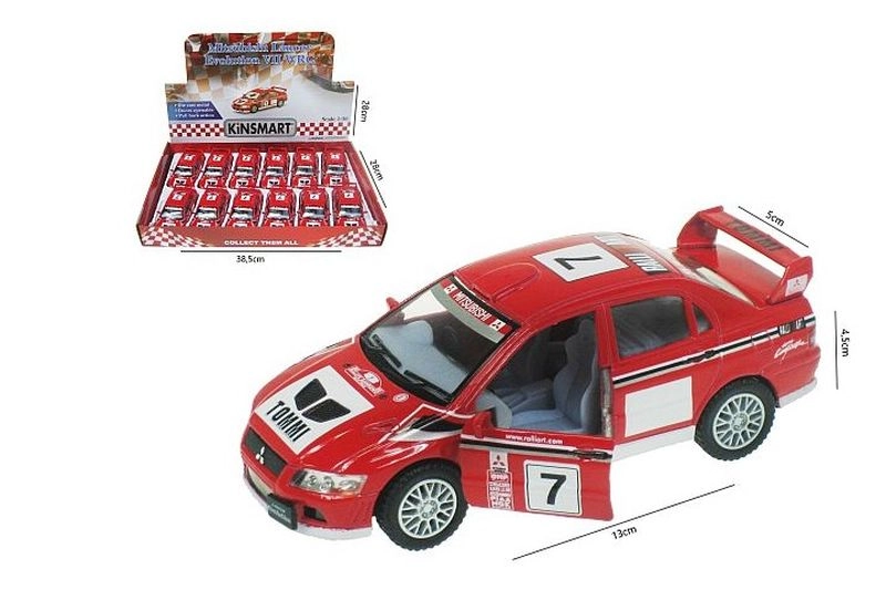 Mitsubishi Lancer Evolution VII WRC kovový model autíčka 1:36 s pull-back pohonem
