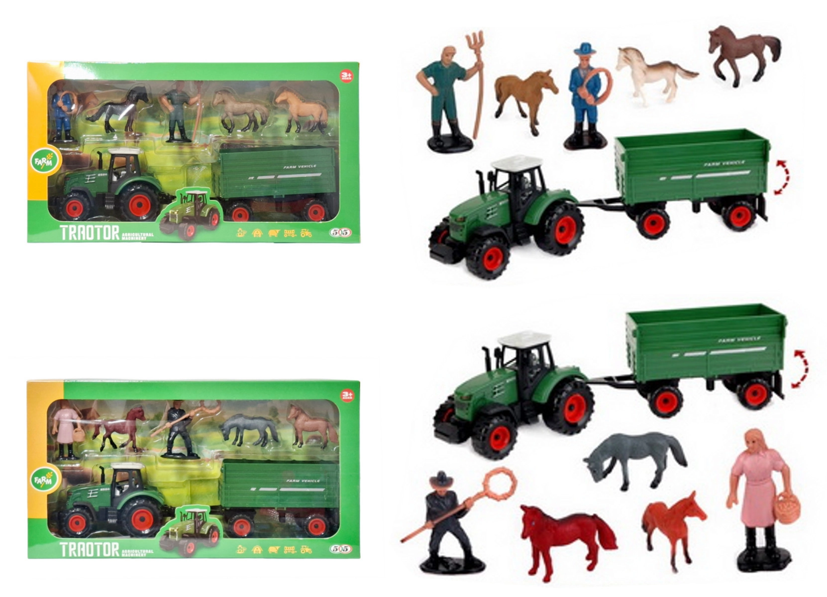 Farmářská sada traktor s přívěsem a doplňky