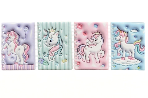 Zápisník s jednorožcem, kroužková vazba, 80 linkovaných listů