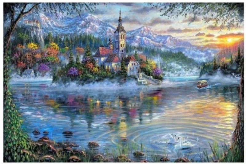 Levně Norimpex diamantové malování Zámek na ostrově 30 x 40 cm