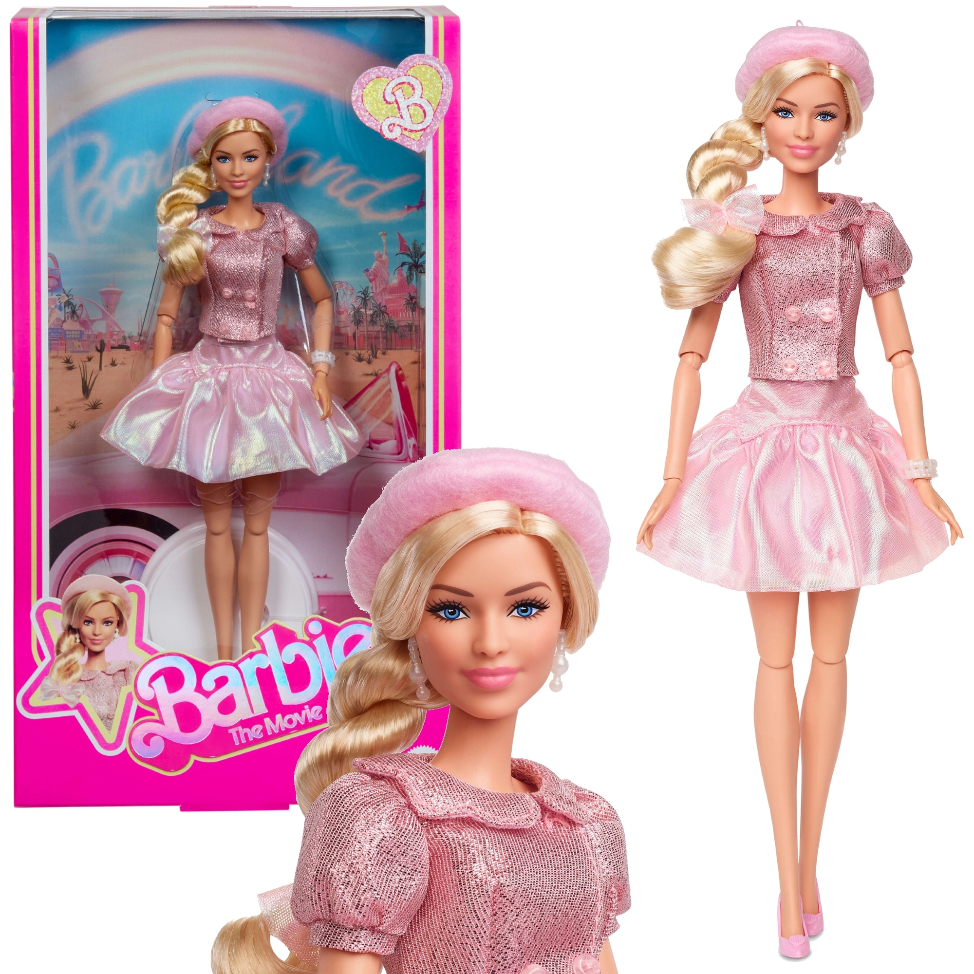 Sbírková panenka BARBIE v růžových šatech inspirovaná filmem