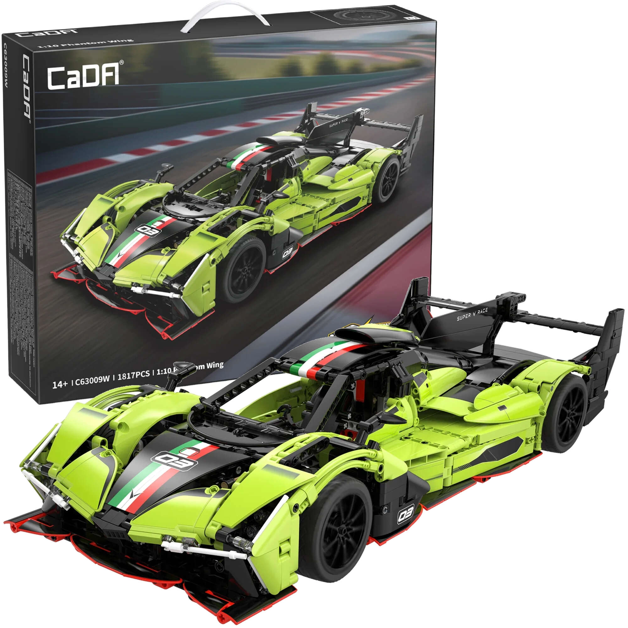 Stavebnice CaDA závodní auto PHANTOM WING 1:10, 1817 dílků, zelené