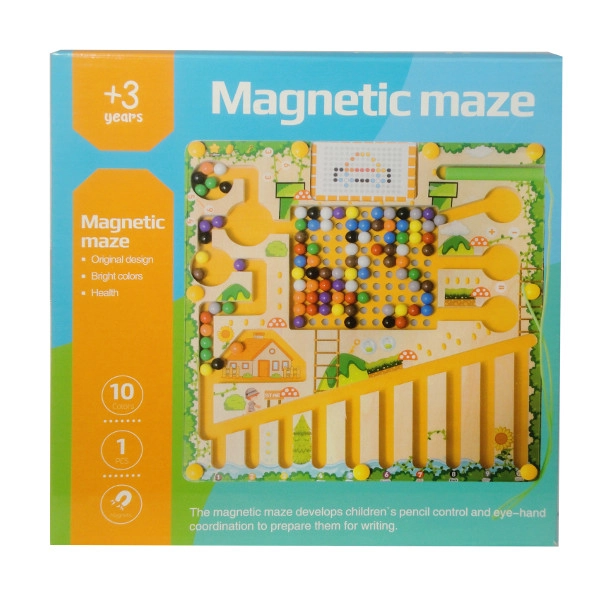 Dřevěná magnetická ukolébavka – labyrint s kuličkami - 1 kus