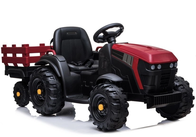 Tomido Elektrický traktor BDM0925 + Přívěs EVA kola MP3 Červený