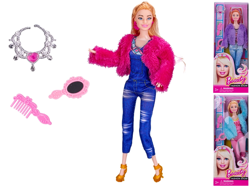 Panenka s kožíškem 29 cm s doplňky