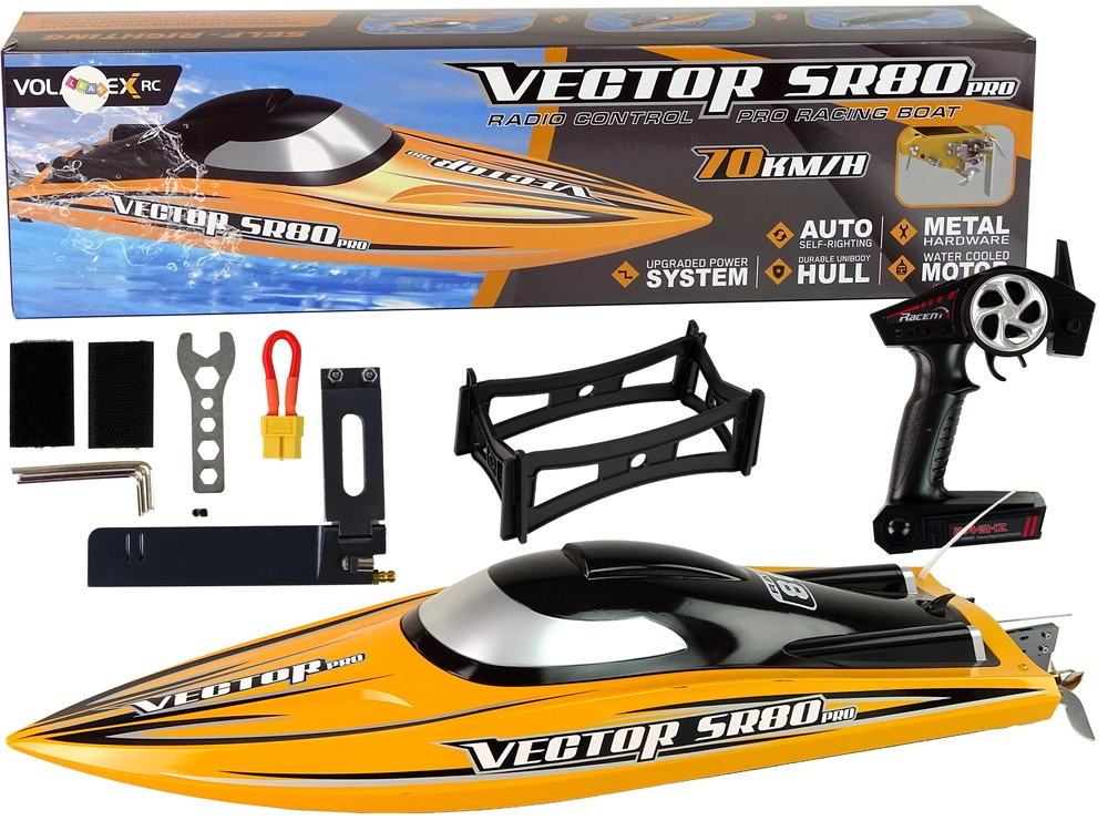 RC rychlostní člun VECTOR SR80 Pro bezkartáčový 74 km/h – žlutý