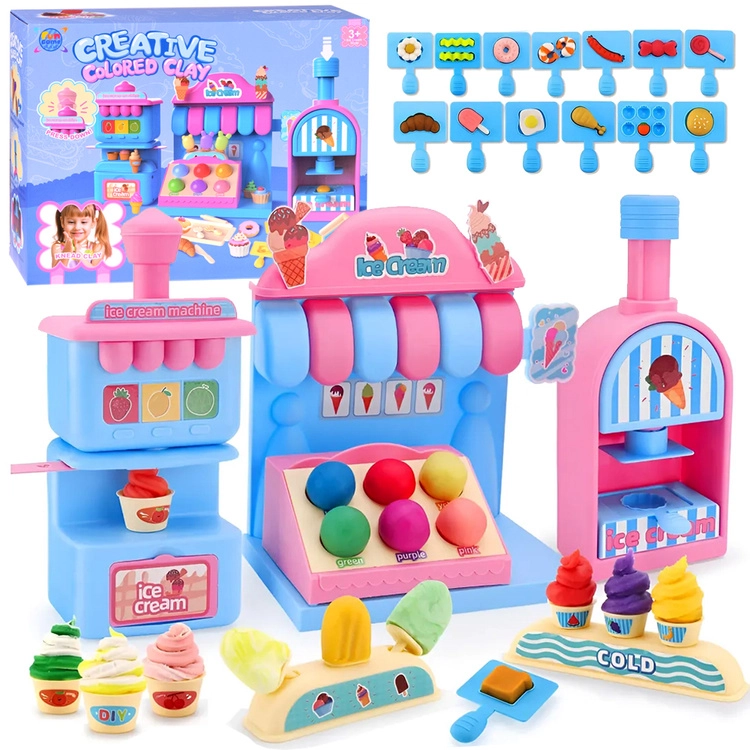 Sladká sada modelíny – zmrzlinárna a cukrárna s bohatým příslušenstvím