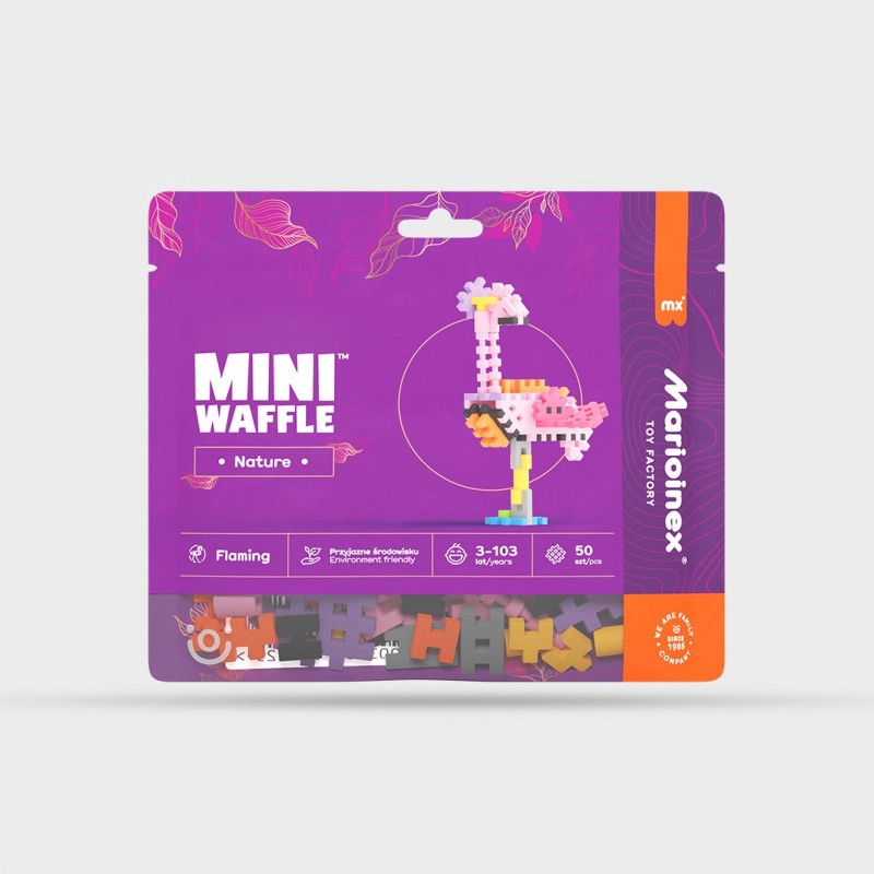 Stavebnice Mini Waffle Nature – plameňák, 50 dílků