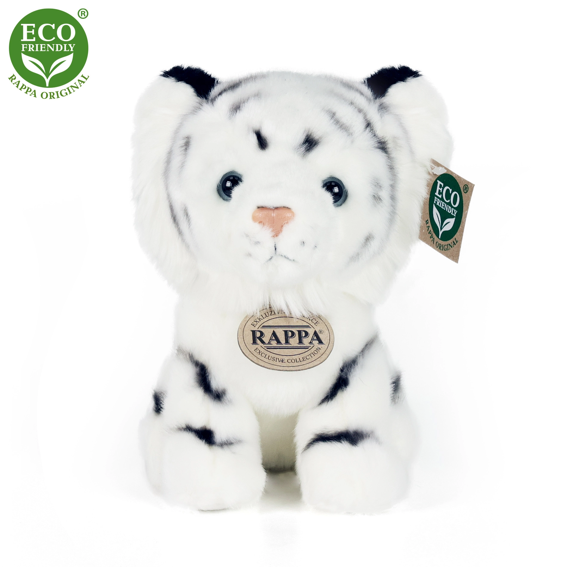 Rappa Plyšový tygr bílý sedící, 18 cm