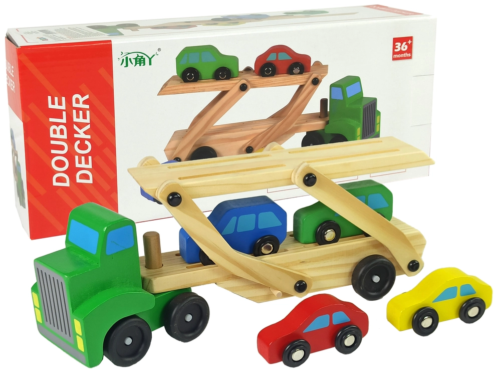 LEANToys odtahové vozidlo s autíčky zelená