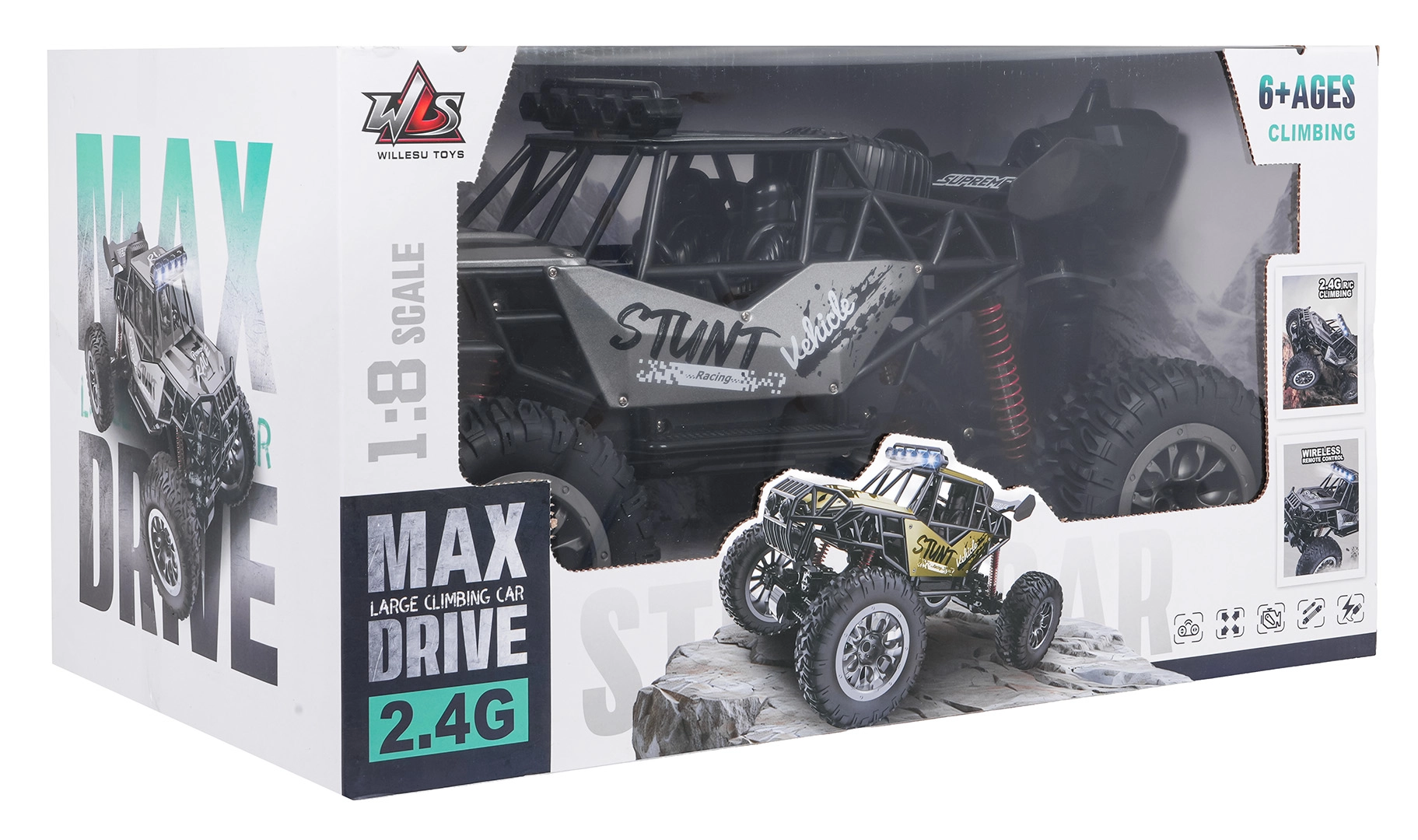 rc crawler stunt závodní auto 1:8 šedé 4x4