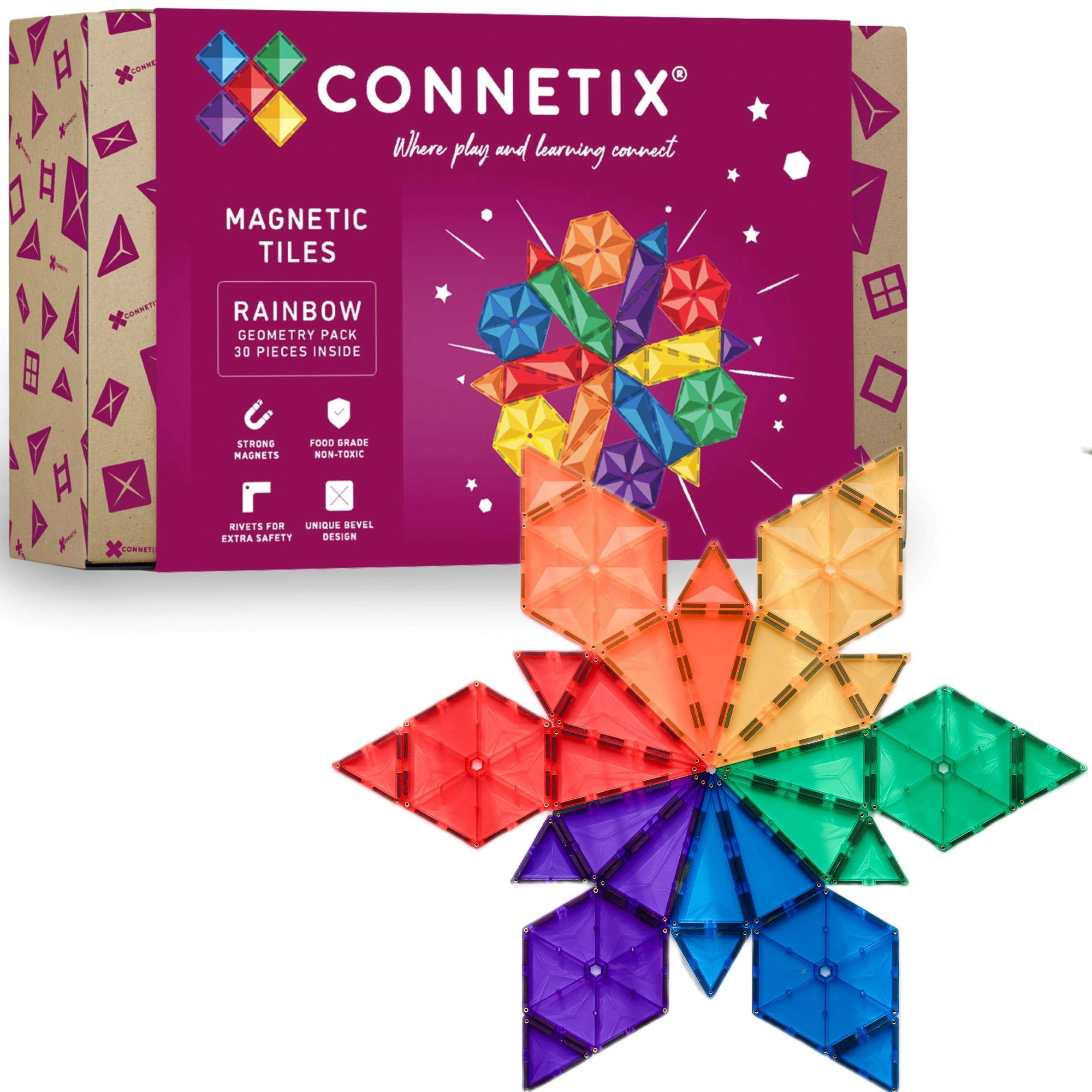 Connetix Rainbow Geometry Pack magnetické stavebnice 30 dílů