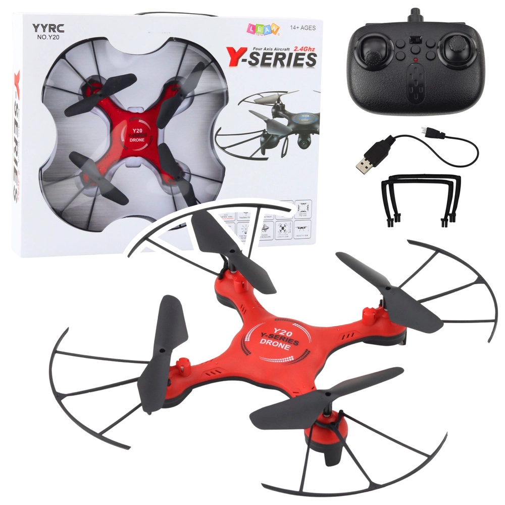 Dron s LED efekty červený