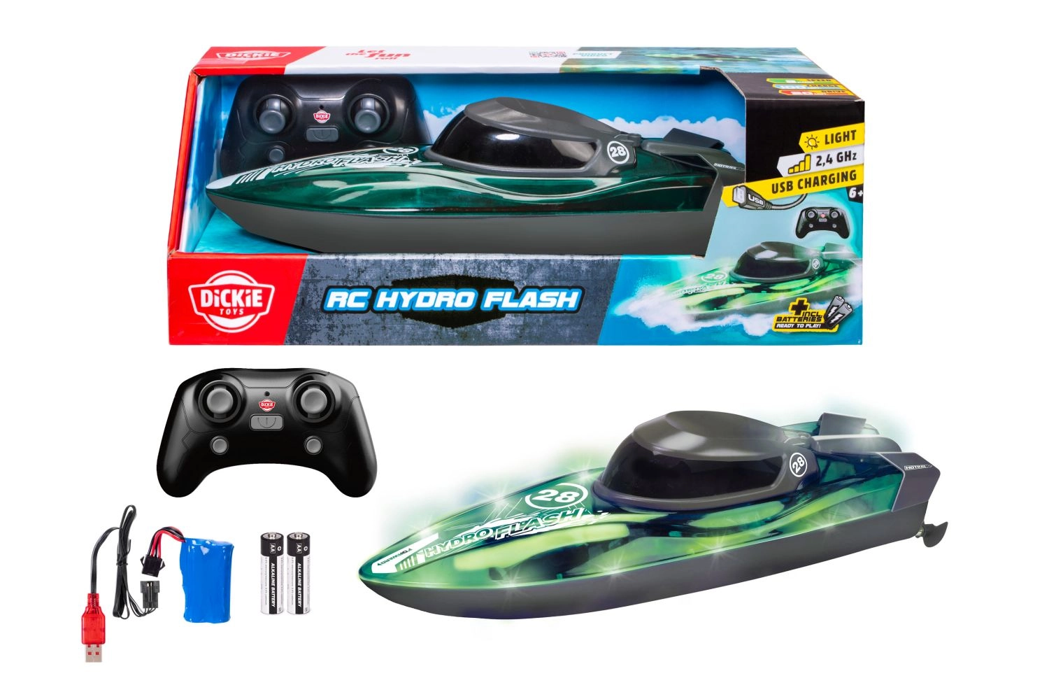 RC loď s podsvícením Dickie Toys Hydro Flash 29 cm
