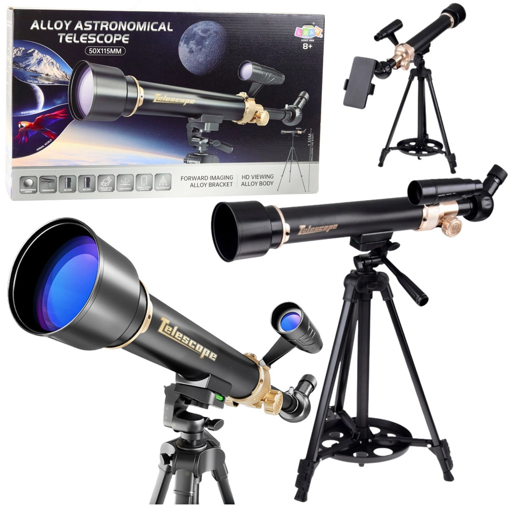 Hliníkový vzdělávací astronomický teleskop 50/500 se stativem a příslušenstvím