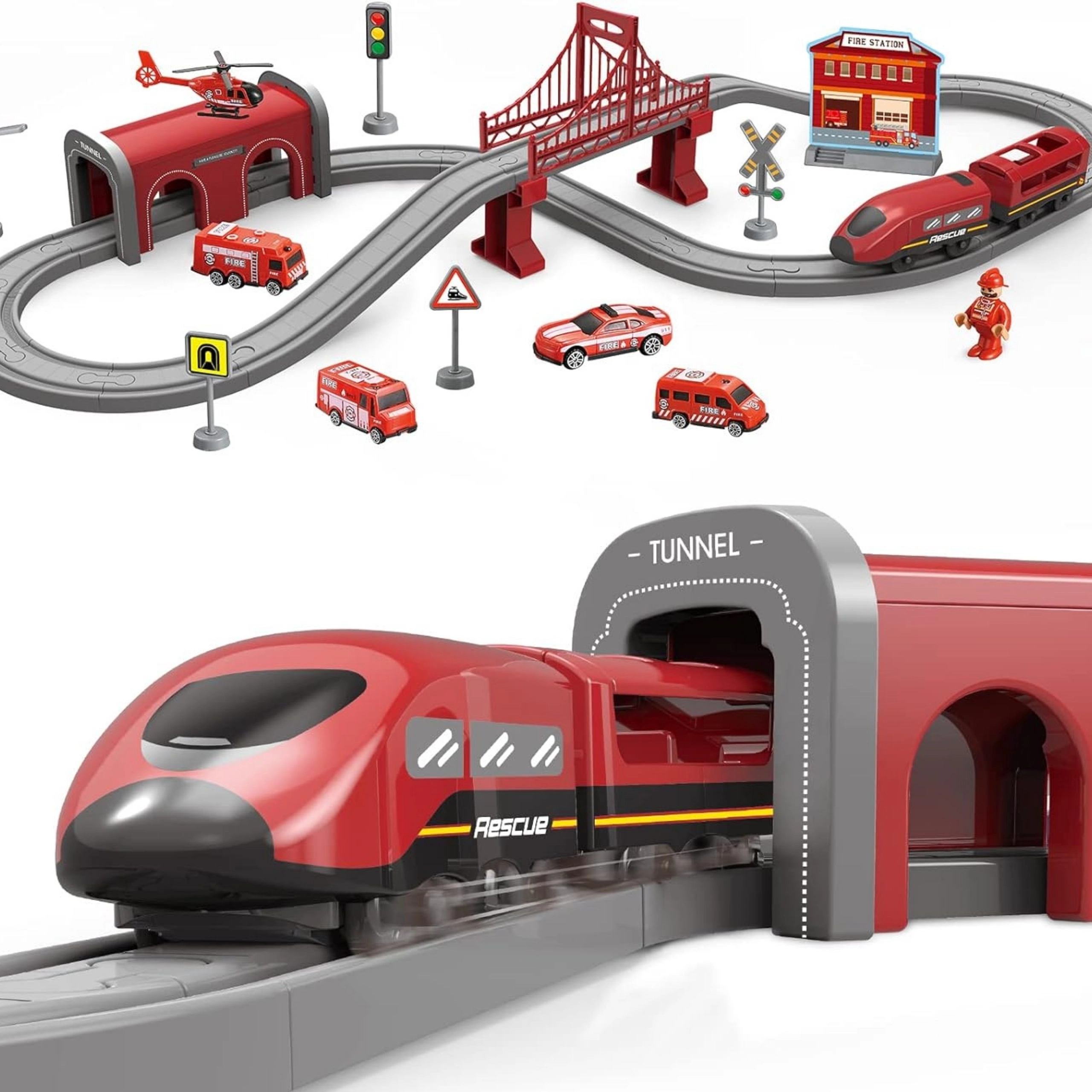 elektrická vlaková souprava hasiči 66 dílů WOOPIE