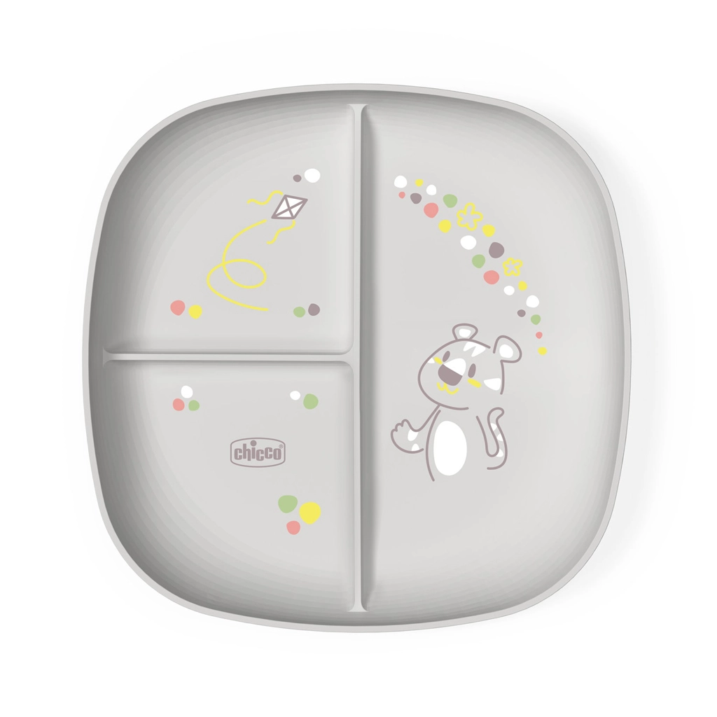 Chicco dělený talíř grey 12m+