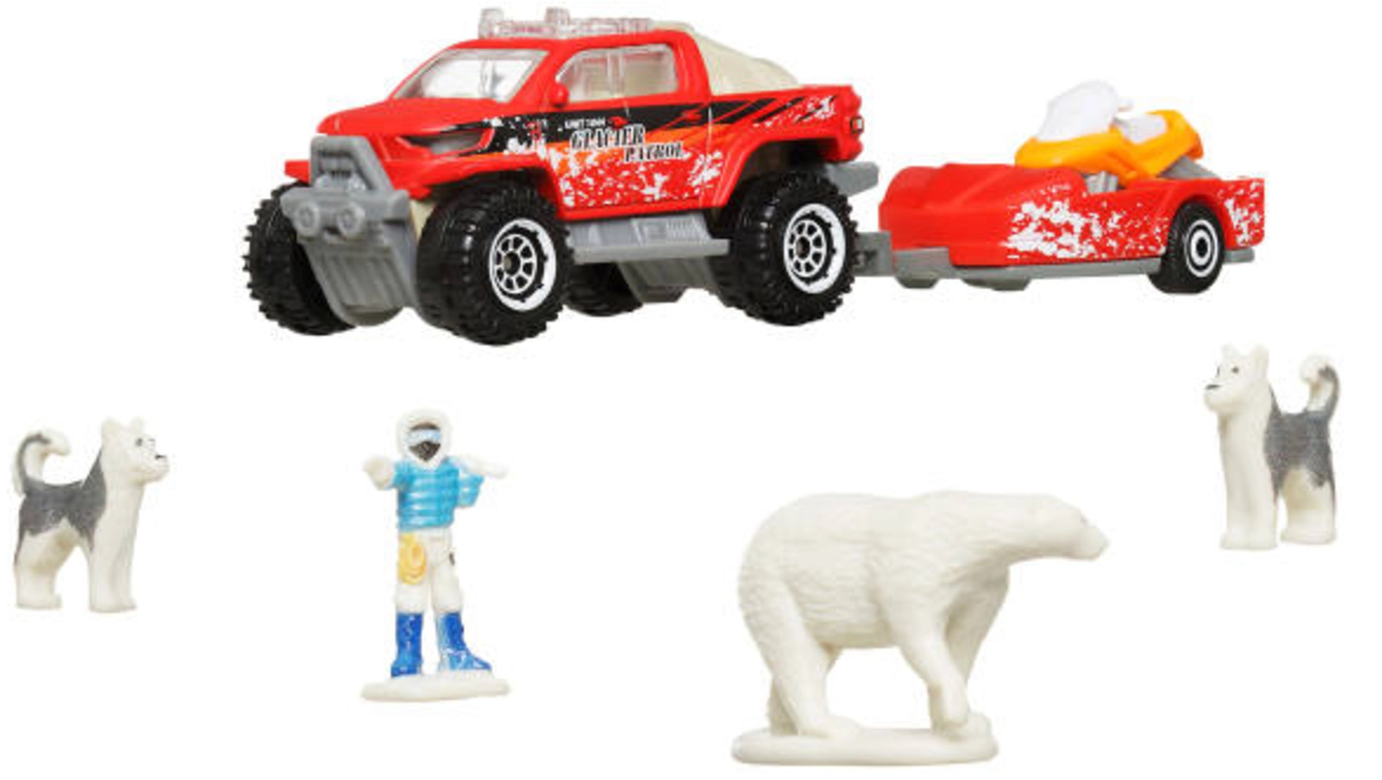Matchbox Adventure Pack MBX Arctic Explorer – arktický průzkumný set s vozidly a figurkami