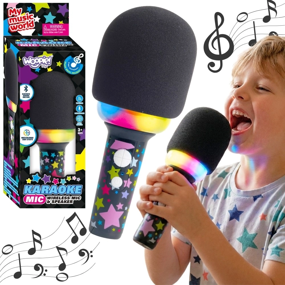 Woopie bezdrátový karaoke mikrofon s reproduktorem, černý, bluetooth