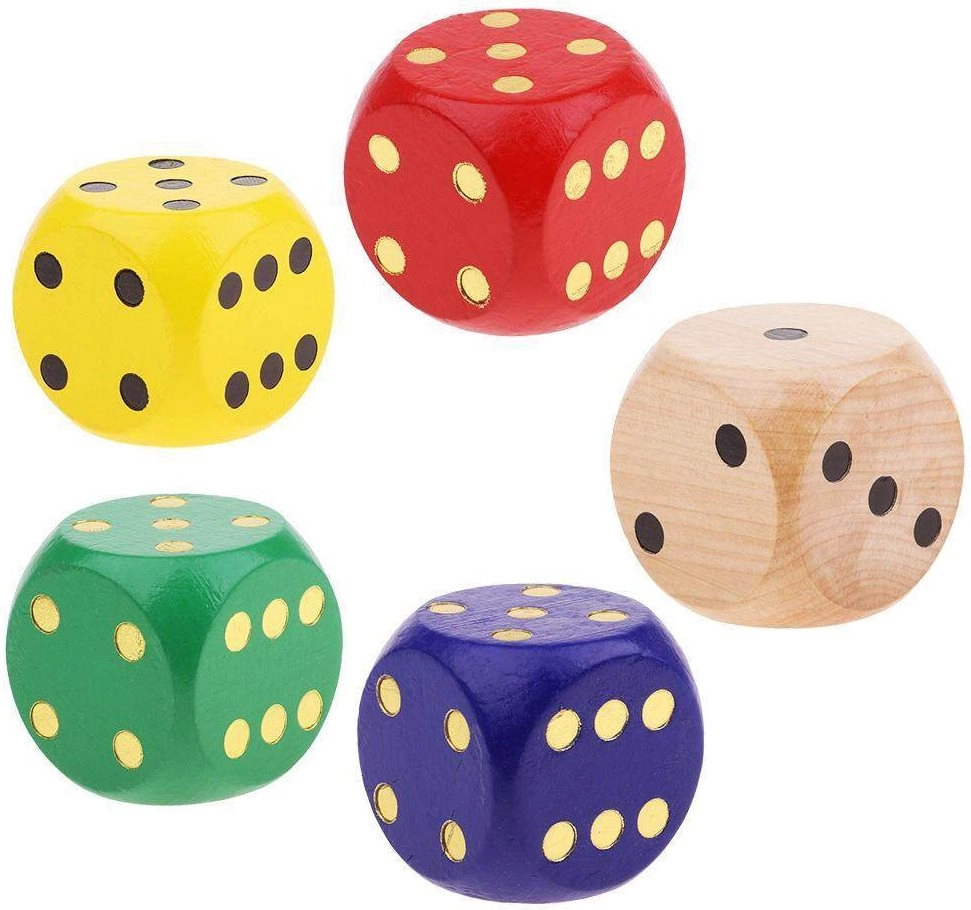 dřevěná hrací kostka extra velikosti (mix barev)