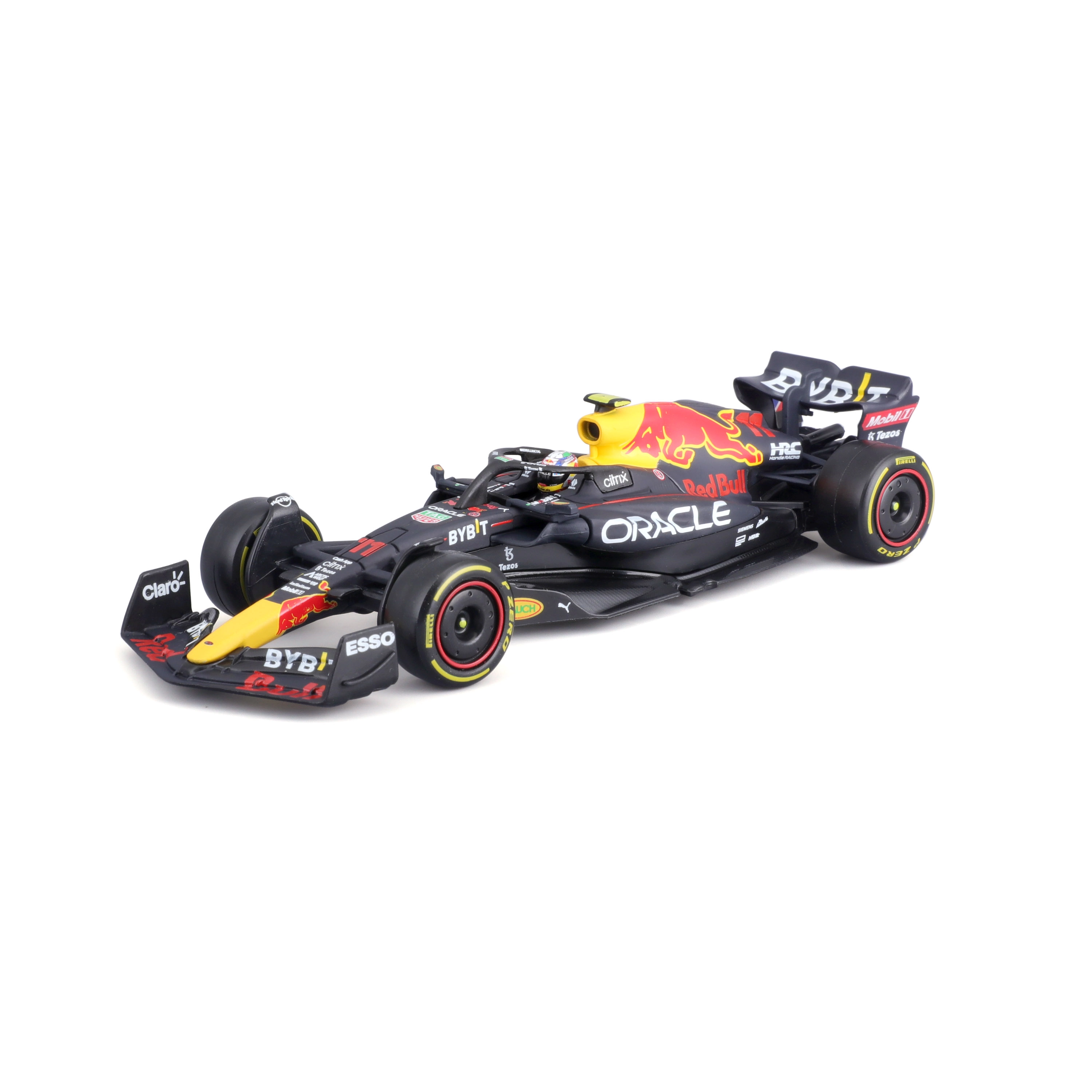 Bburago Red bull F1 Rb18 Team Oracle Red Bull Racing N 11 Season 2022 Sergio Perez With Helmet And Plastic Showcase Matná Modrá Žlutá Červená 1:43