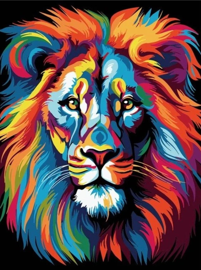 Malování podle čísla – lev na plátně 30 × 40 cm