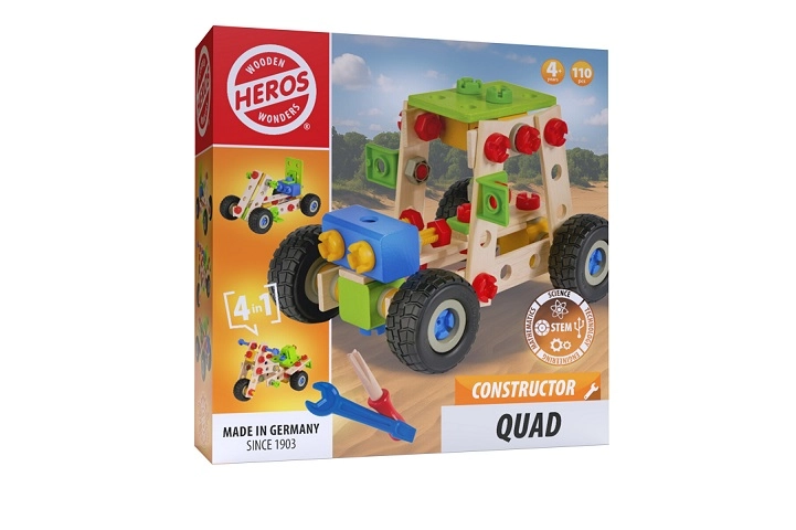 Heros dřevěná stavebnice 4 v 1 constructor quad (110 dílů)