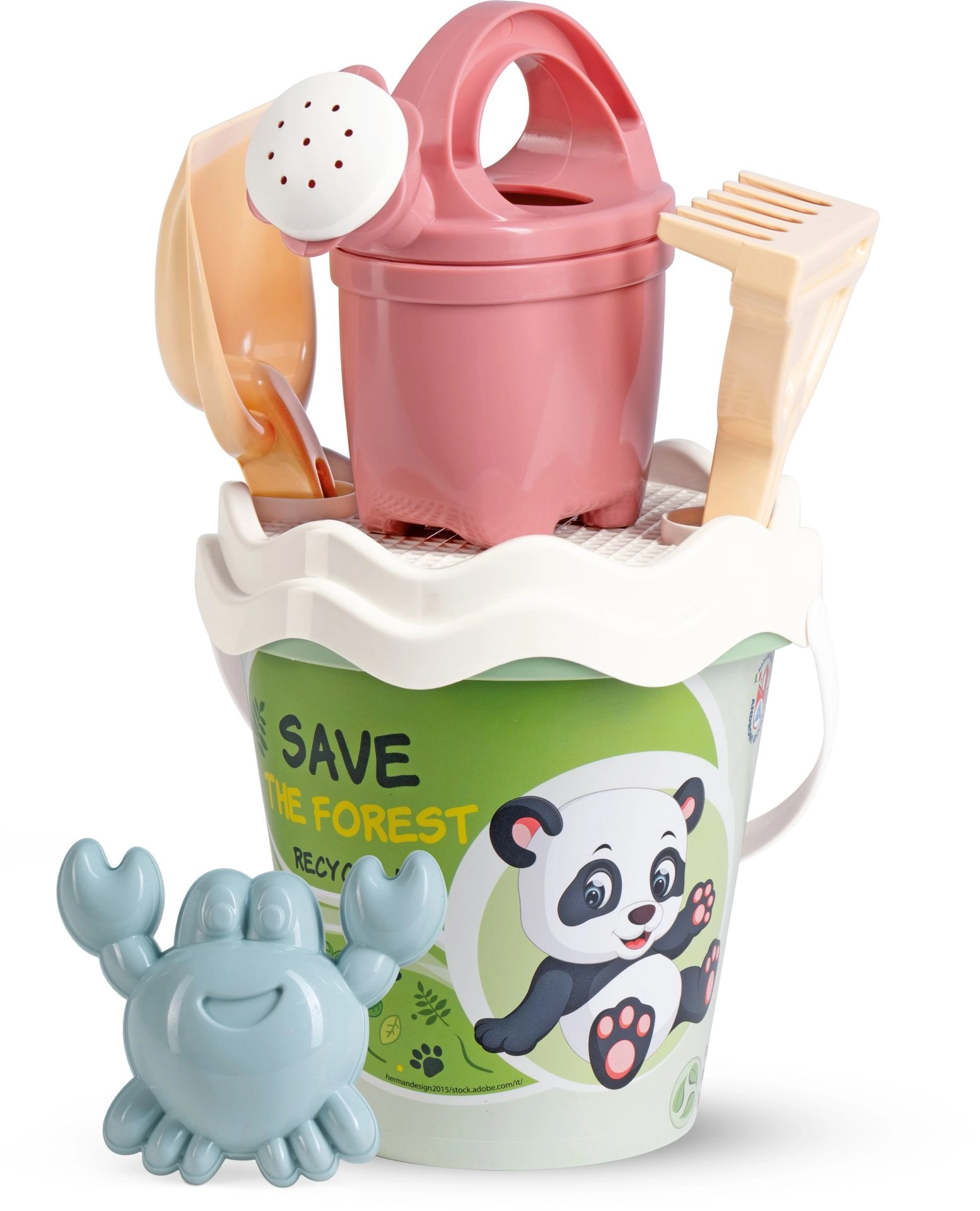 Androni recyklovaná pastelová sada na písek s konvičkou, 6 dílů