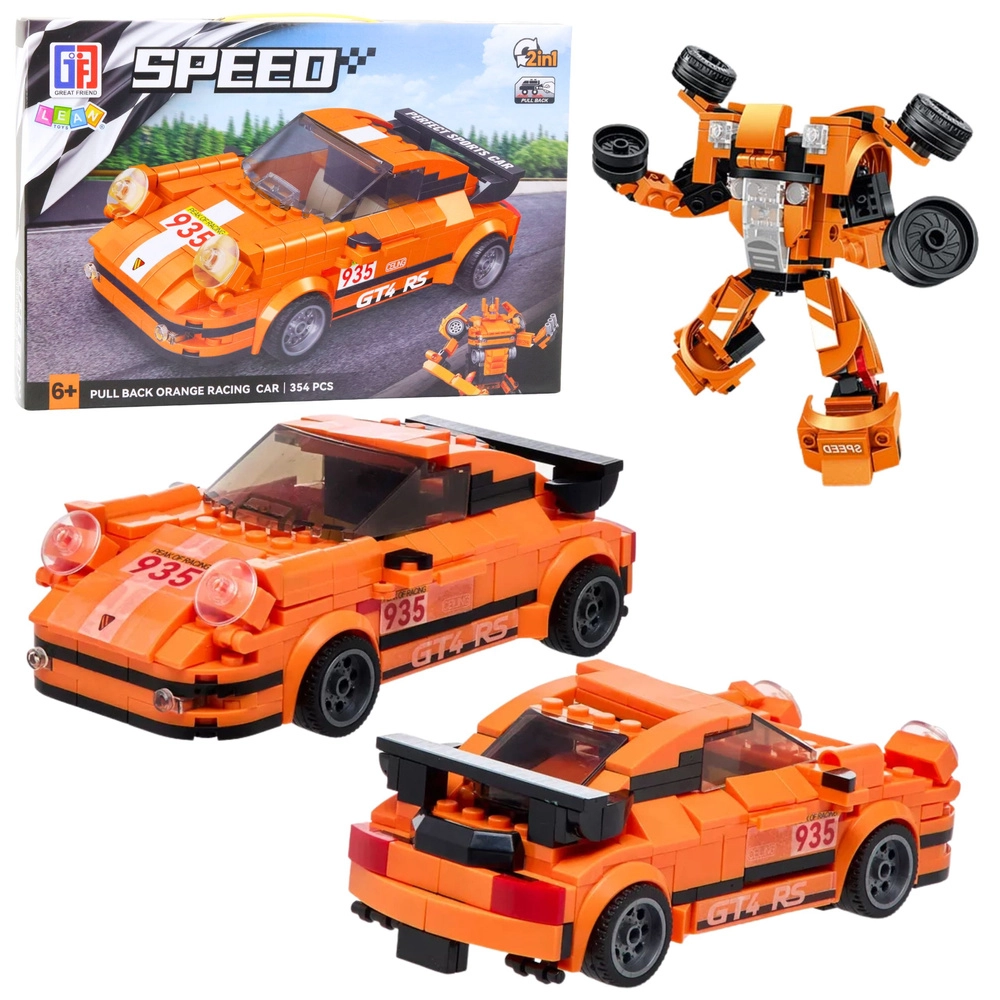 Stavebnice Auto Robot 2v1 Oranžové 354 dílků