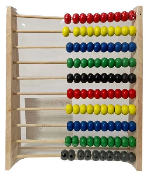 Dřevěné počítadlo s barevnými korálky