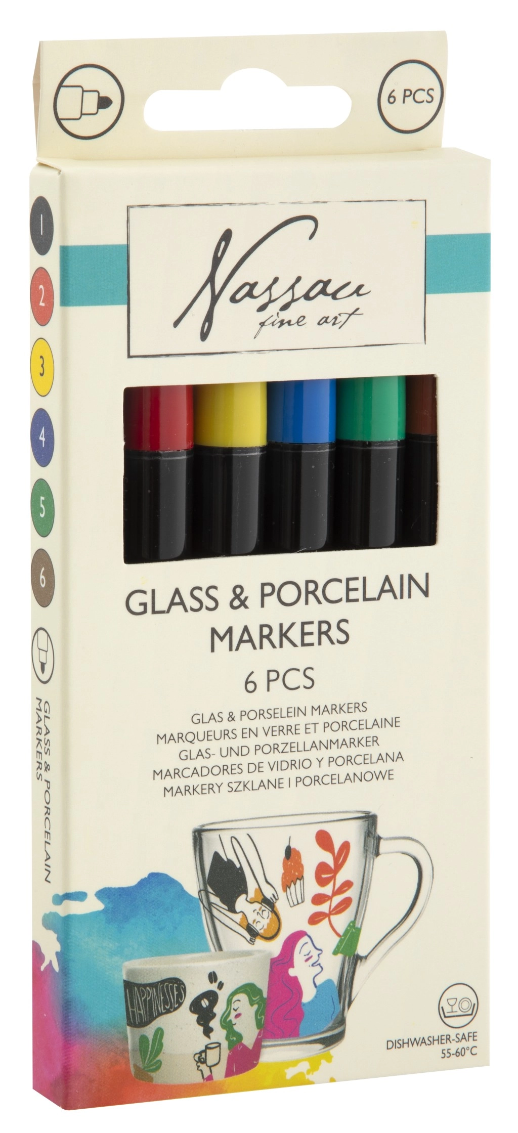 Levně Creative Craft Group Fixy na sklo a porcelán sada základní barvy 6ks