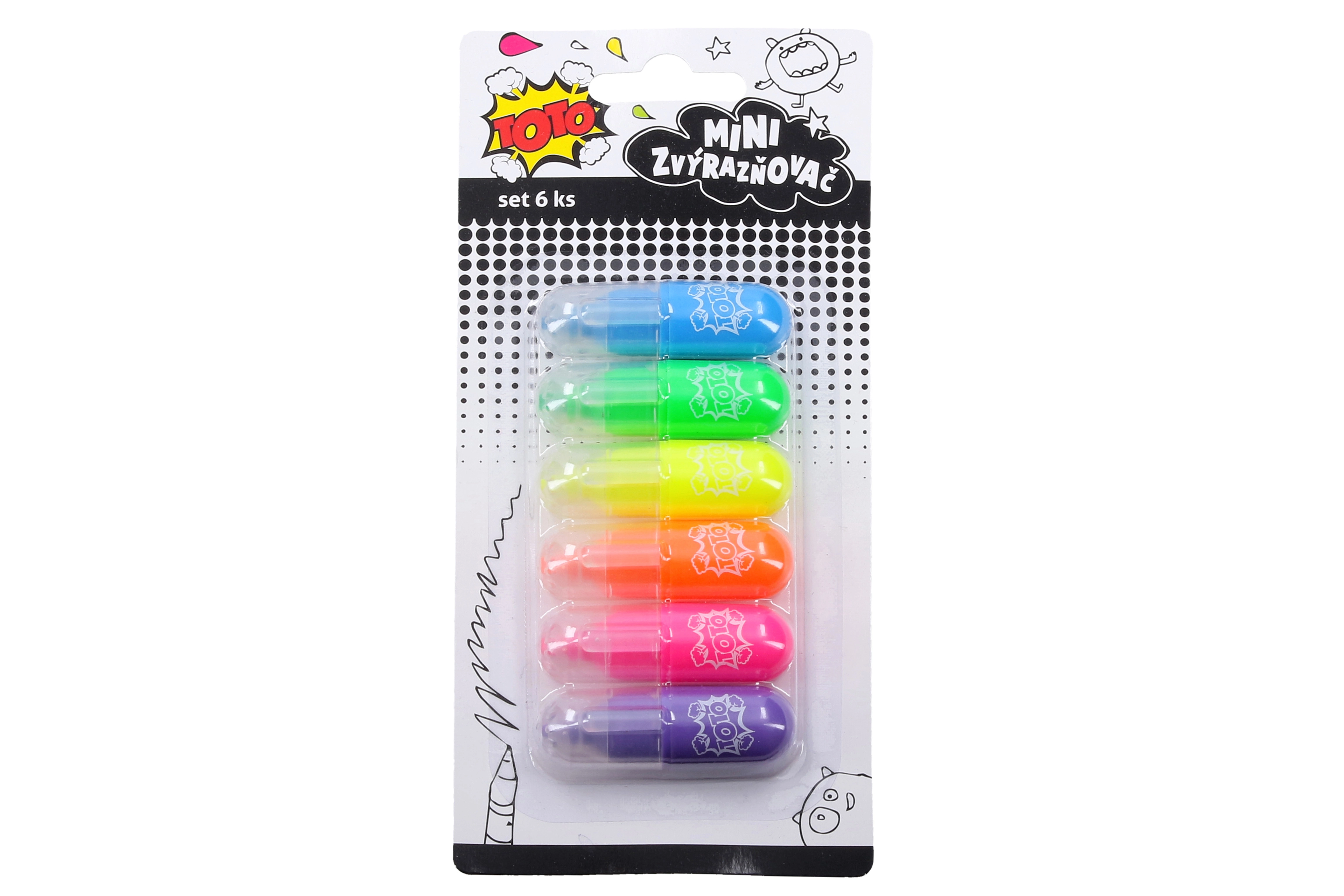 Levně Mini zvýrazňovače – sada 6 barev