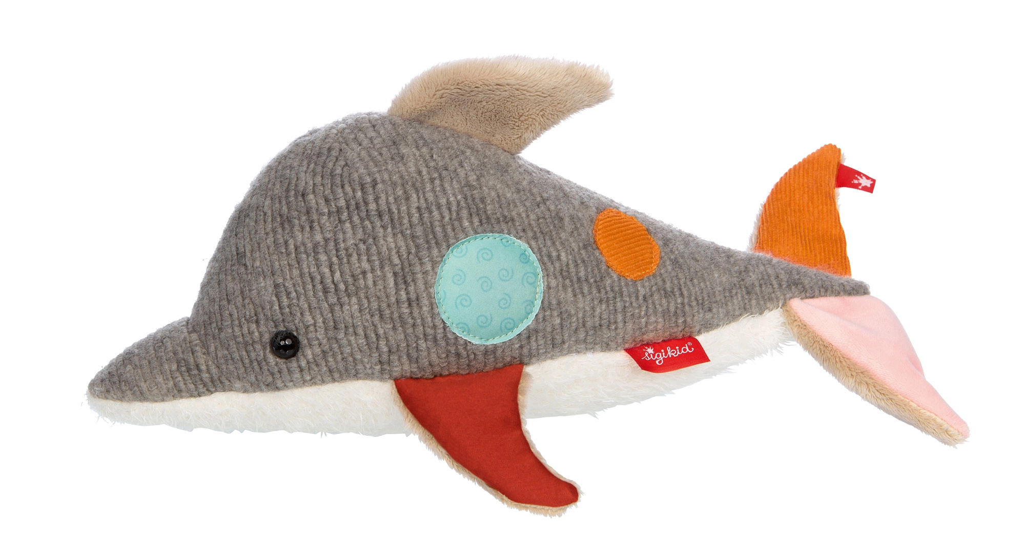 Sigikid první plyšový delfín patchwork 33 cm