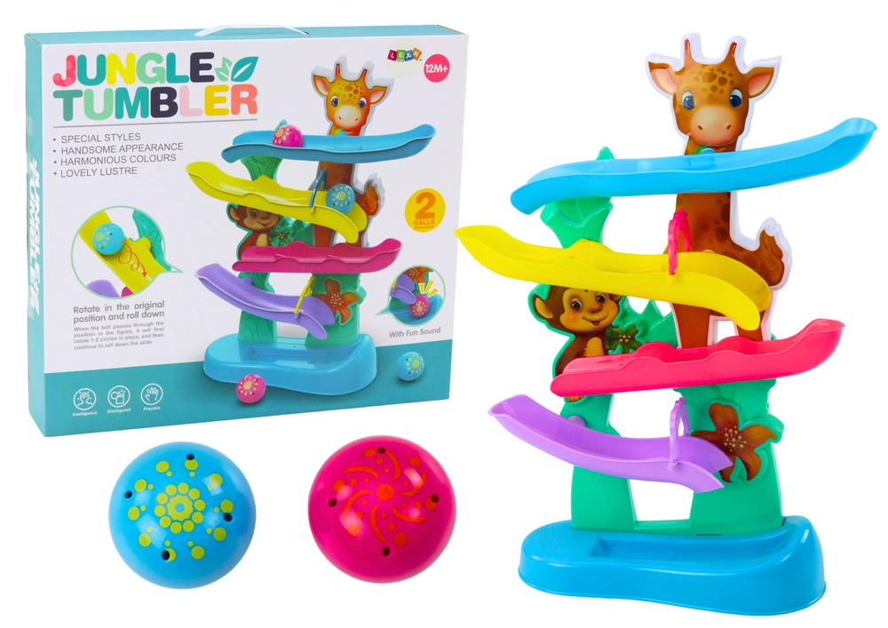 Levně Lean Toys Míčová skluzavka Žirafa Opice