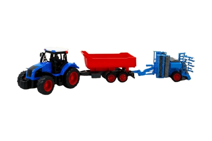 Traktor se zemědělskými stroji