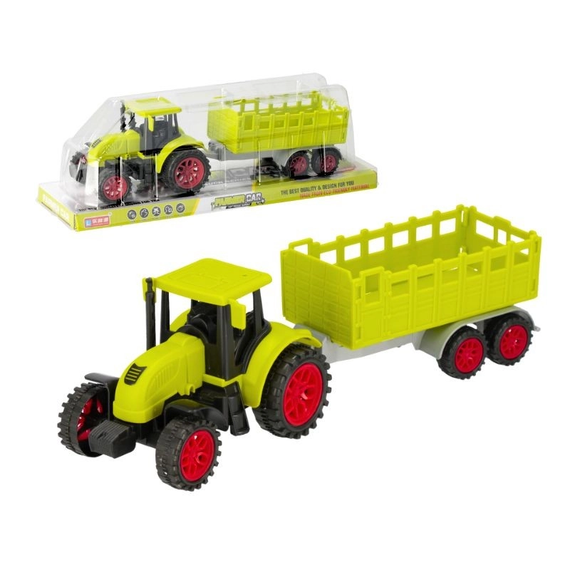 Traktor s přívěsem – plastová hračka pro malé farmáře