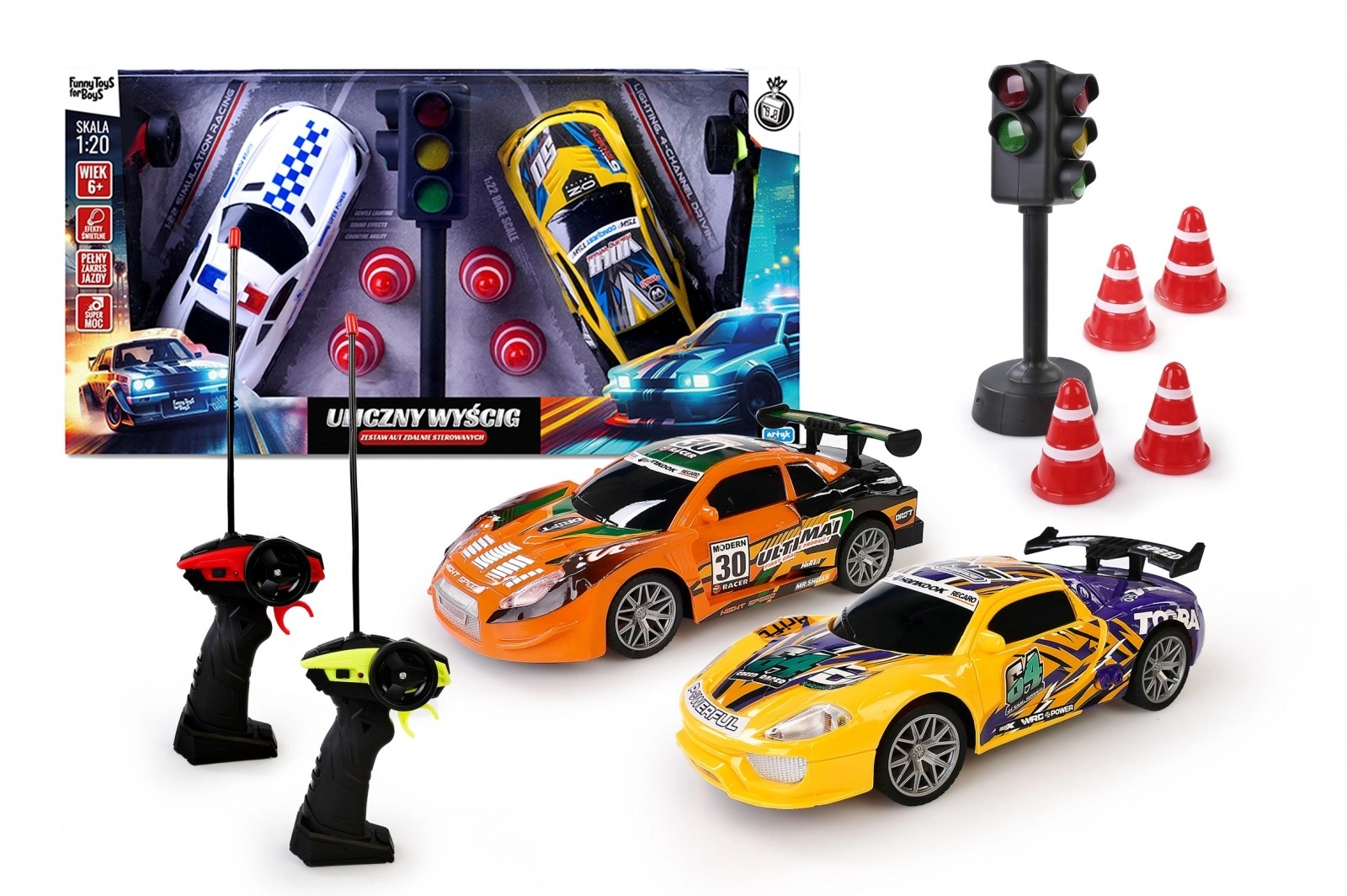 Sada 2 RC autíček se světelným indikátorem