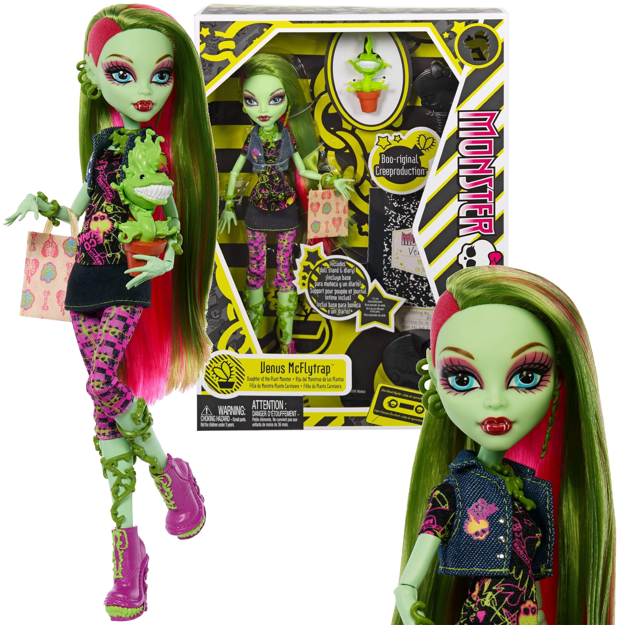 Monster High Venus McFlytrap panenka 26 cm Creeproduction s doplňky a mazlíčkem