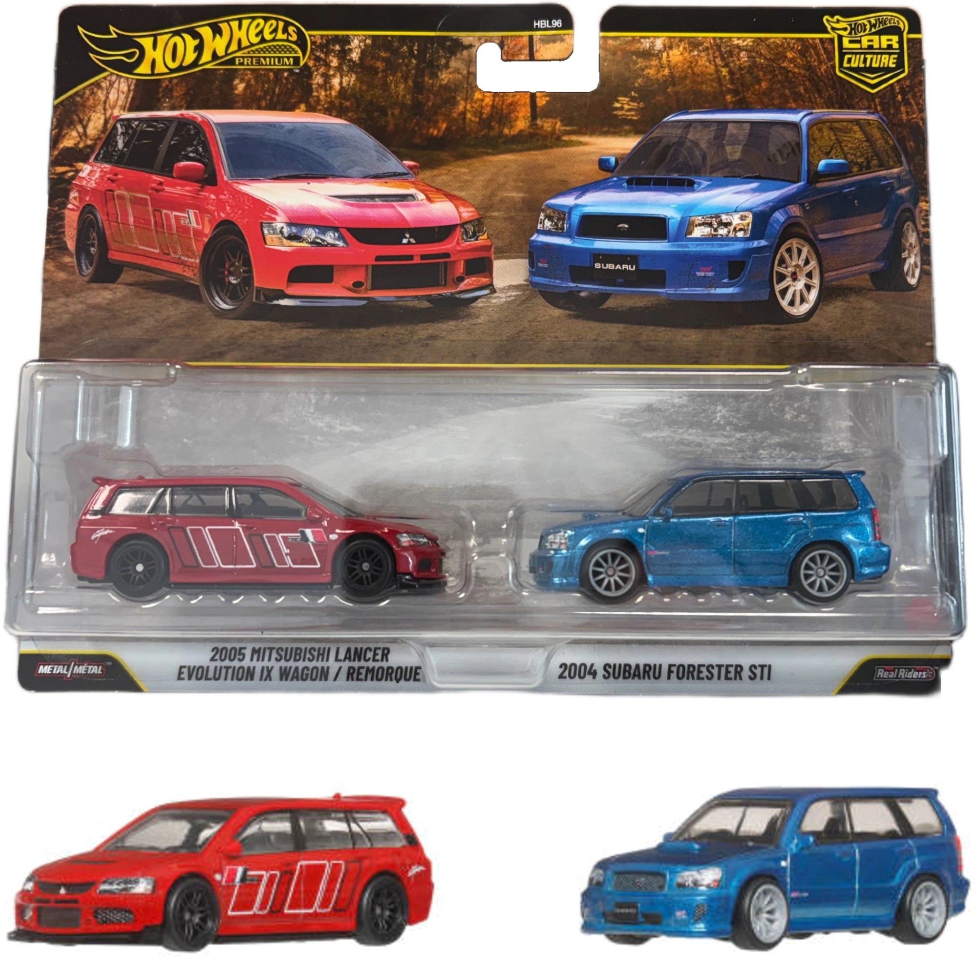 Hot Wheels Premium dvoupack – 2004 Subaru Forester STI a 2005 Mitsubishi Lancer Evolution