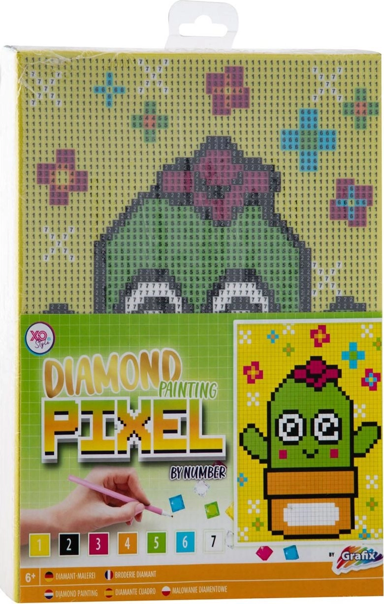 Grafix Diamantové malování Pixel Kaktus 15 x 20 cm na plátně