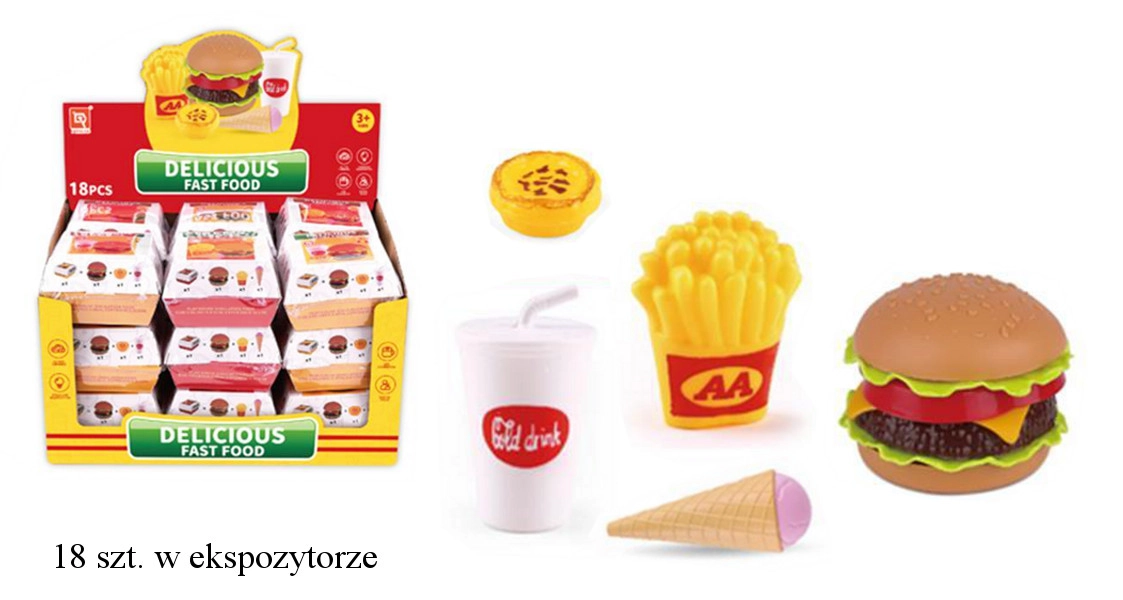 Dětská sada fast food – hamburger, hranolky, nápoj a zmrzlina