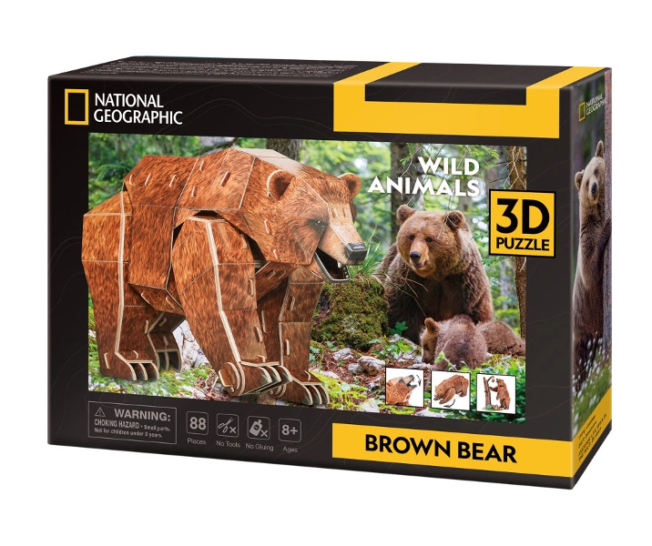 Puzzle 3D Ohrožená zvířata – medvěd hnědý
