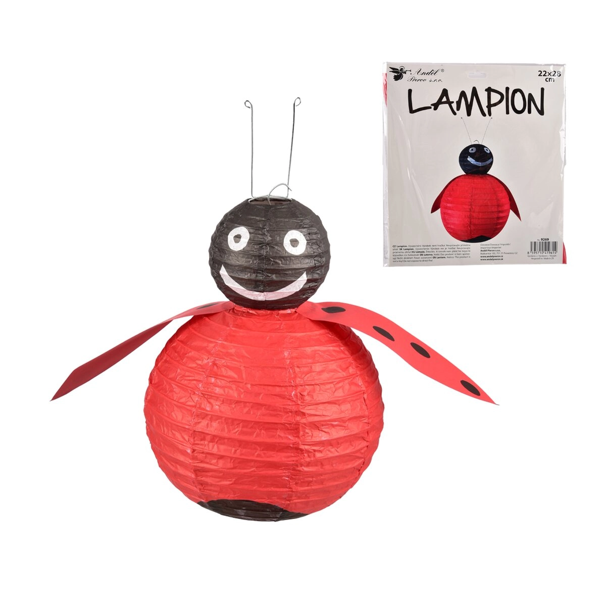Lampion Beruška – červený papírový